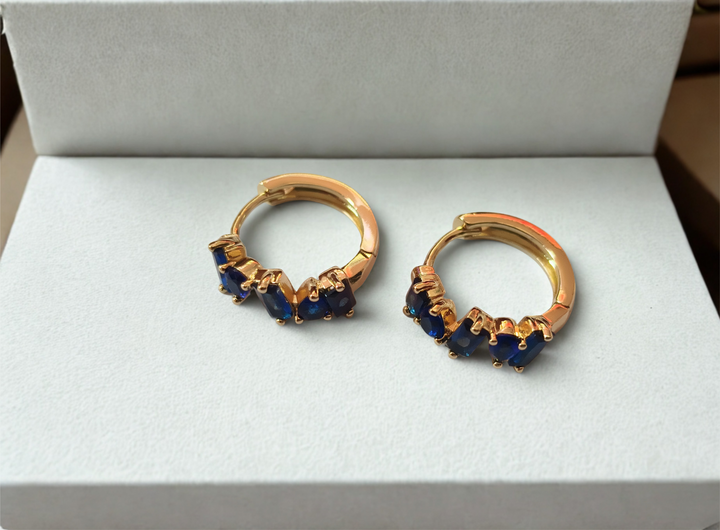 Gleesa Royal Blue Pave Hoops