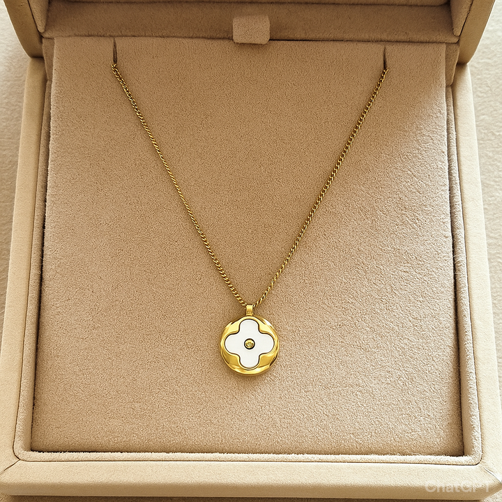 Gleesa Golden Glow Floral Pendent Necklace