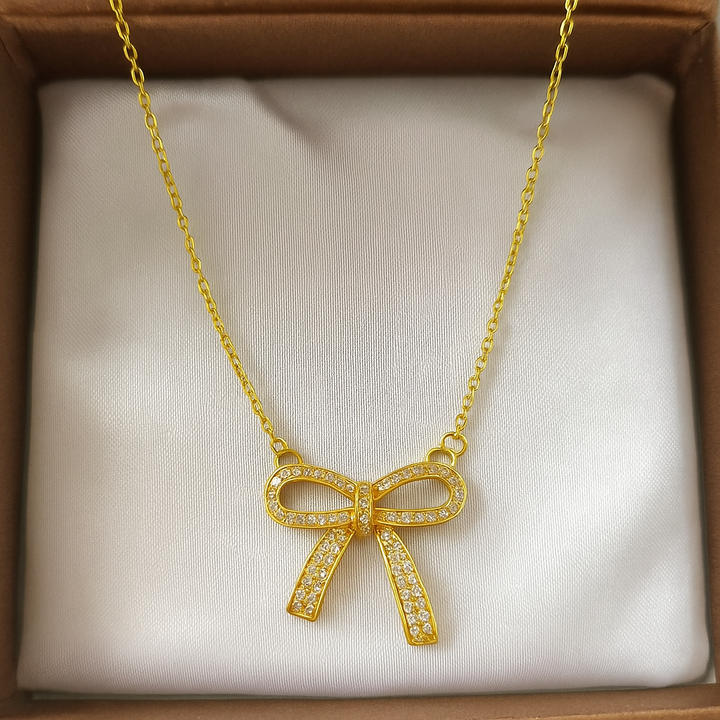 Gleesa Studded Bow Necklace
